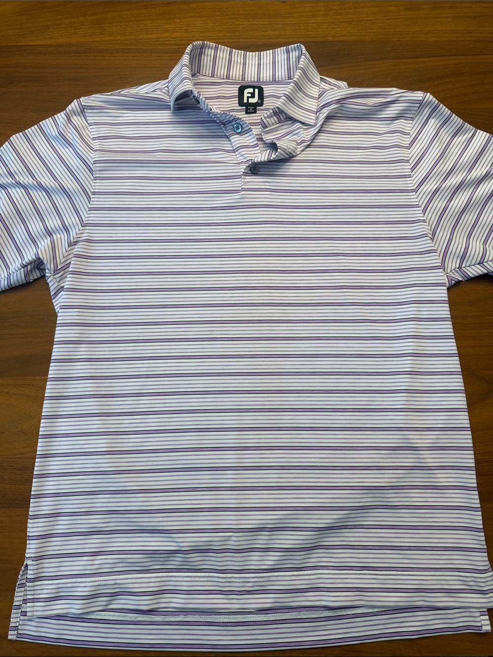 FootJoy White and Purple Striped Performance Golf Polo